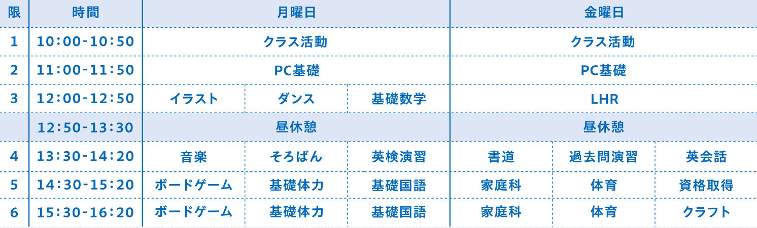 時間割例